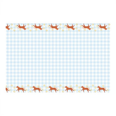 Papier Tischdecke Kariert mit Pferden, 180x120 cm PartyDeco 1