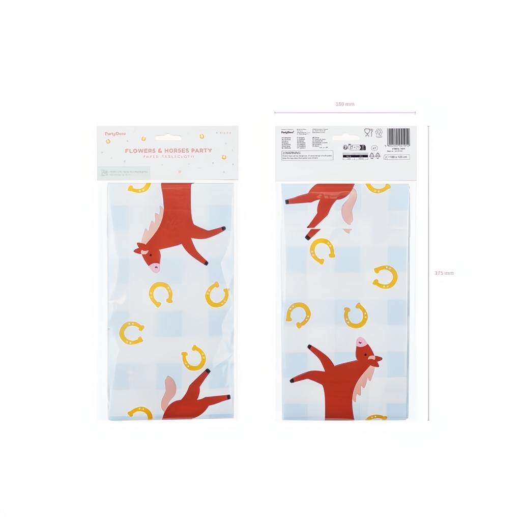 Papier Tischdecke Kariert mit Pferden, 180x120 cm PartyDeco 4