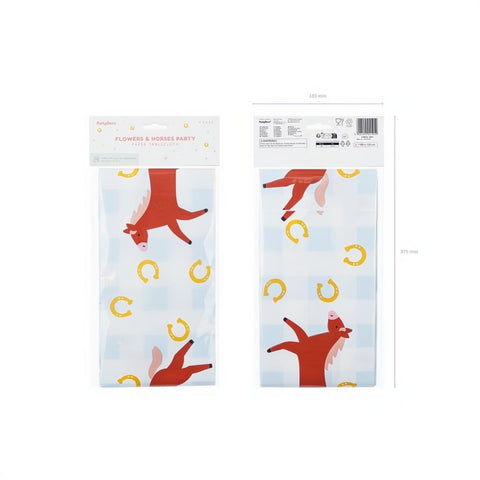 Papier Tischdecke Kariert mit Pferden, 180x120 cm PartyDeco 4