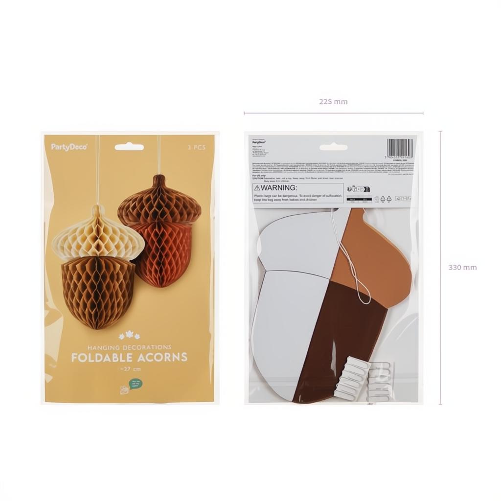 Papierdekoration Eicheln, 27cm PartyDeco 5