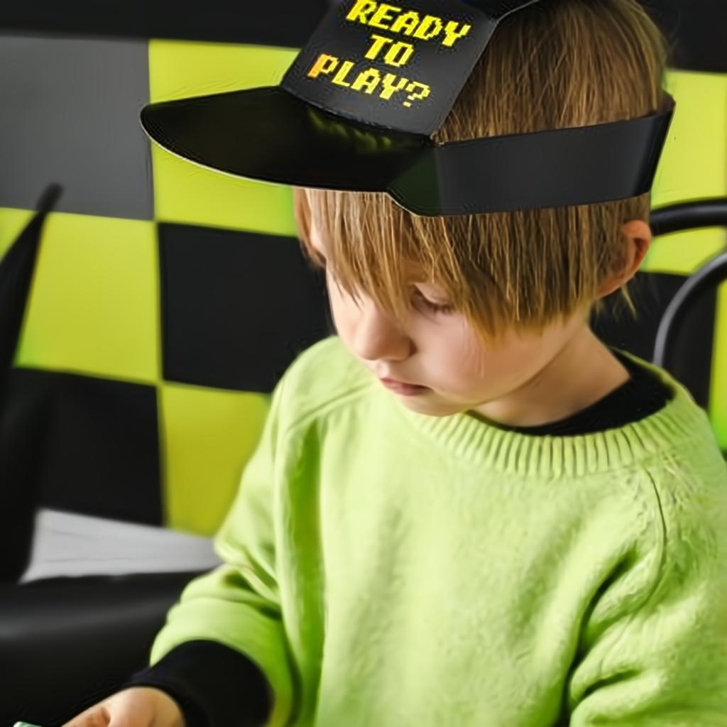 Papierhüte Gamer, 38.5x18.5 cm, schwarz PartyDeco 3