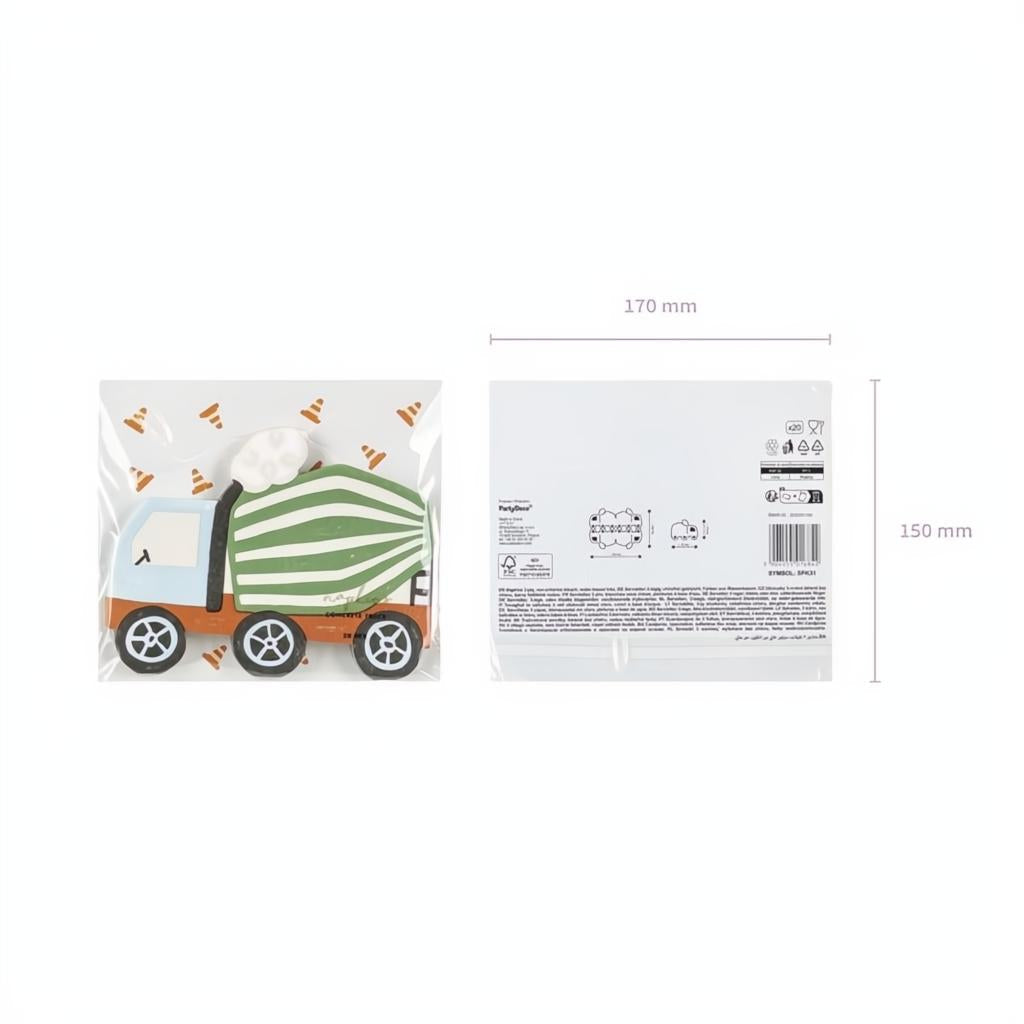 Papierservietten Betonmischmaschine, 16x13 cm PartyDeco 6