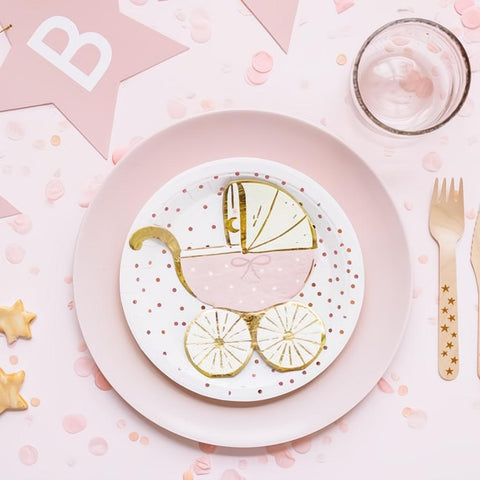 Papierservietten Kinderwagen, hellrosa, 14x15 cm PartyDeco 2