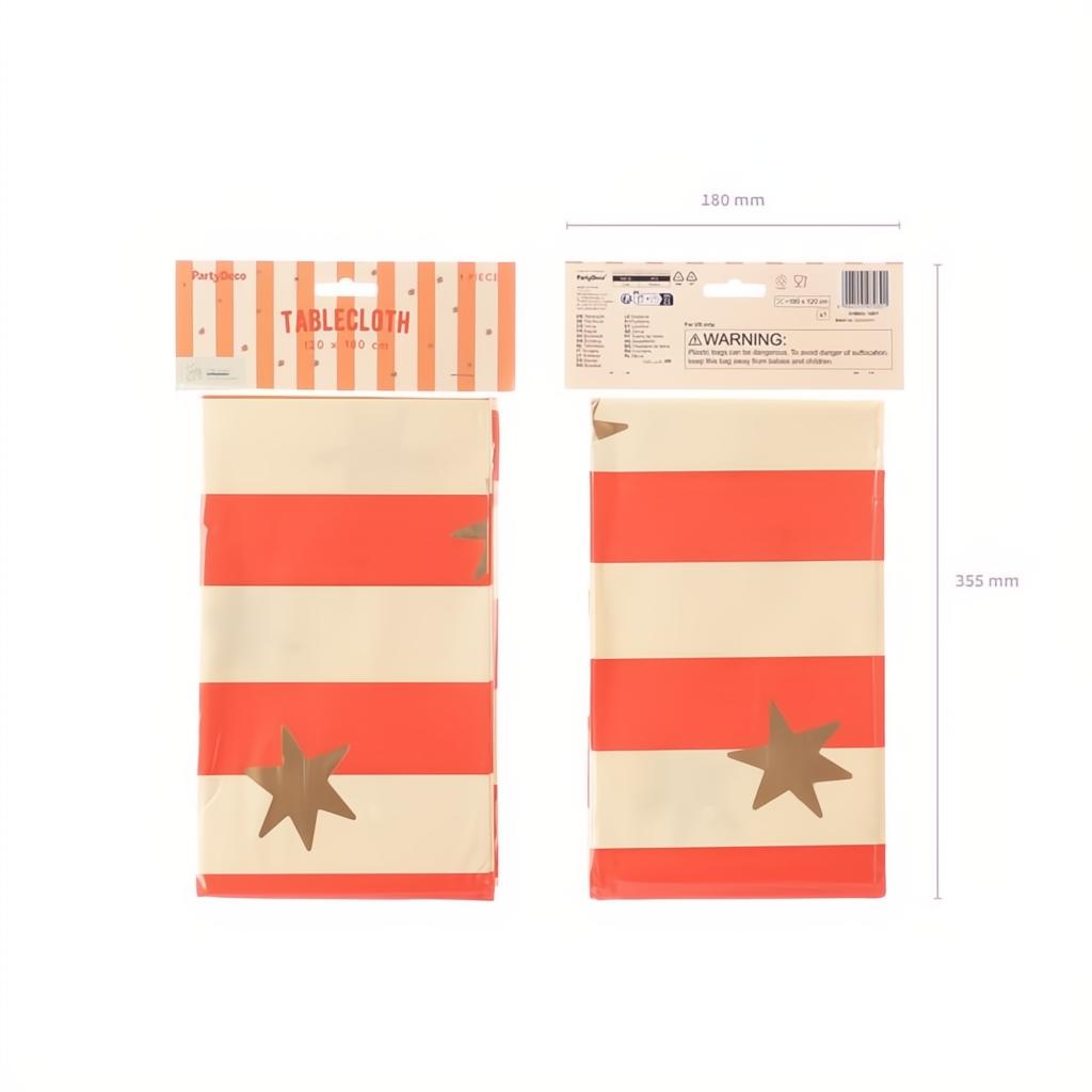 Papiertischdecke Sterne und Streifen, 180 x 120 cm PartyDeco 5