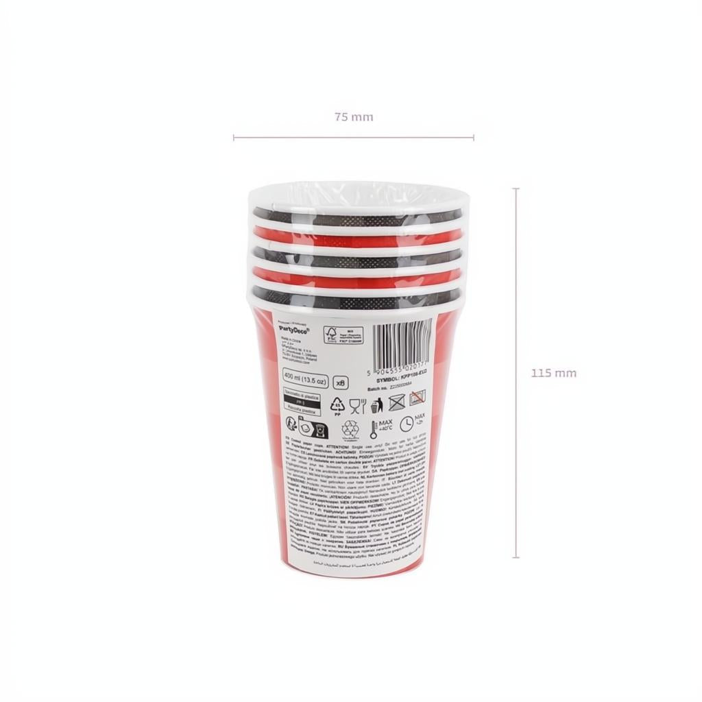 Pappbecher kariert, 400 ml PartyDeco 5