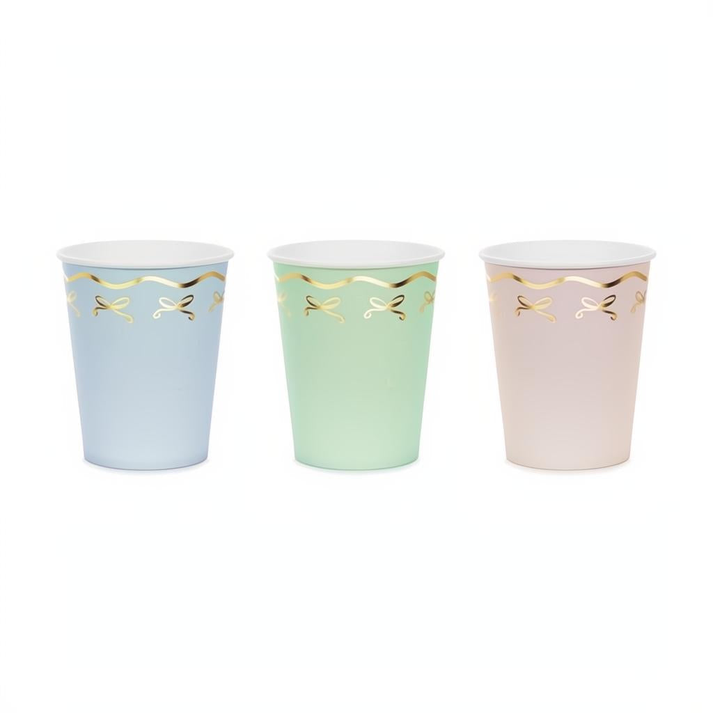 Pappbecher Schleifen, 220 ml PartyDeco 1