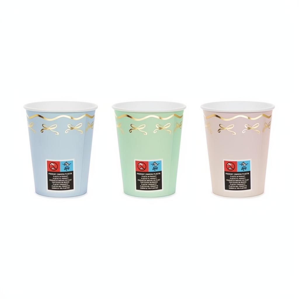 Pappbecher Schleifen, 220 ml PartyDeco 3
