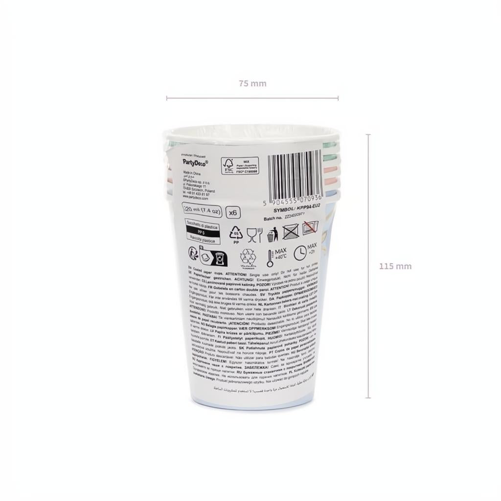 Pappbecher Schleifen, 220 ml PartyDeco 6