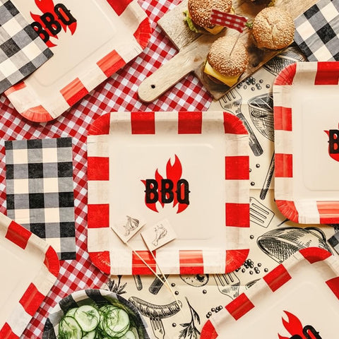Pappteller BBQ, 26x26 cm PartyDeco 2