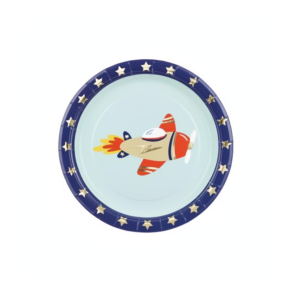 Pappteller Flugzeug, 18x18 cm PartyDeco 1