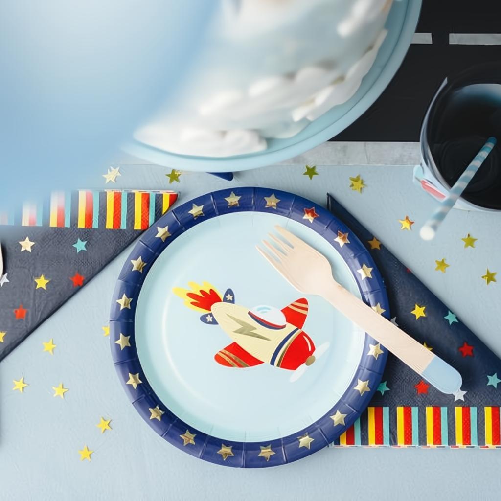 Pappteller Flugzeug, 18x18 cm PartyDeco 5