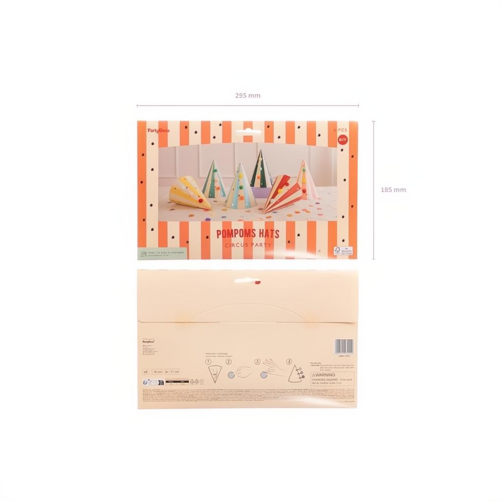 Partyhüte mit Pompons, 16 cm PartyDeco 8