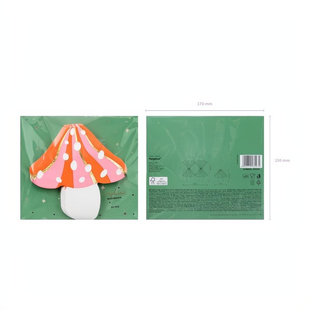 Pilz-Servietten, 13x13,5cm PartyDeco 3