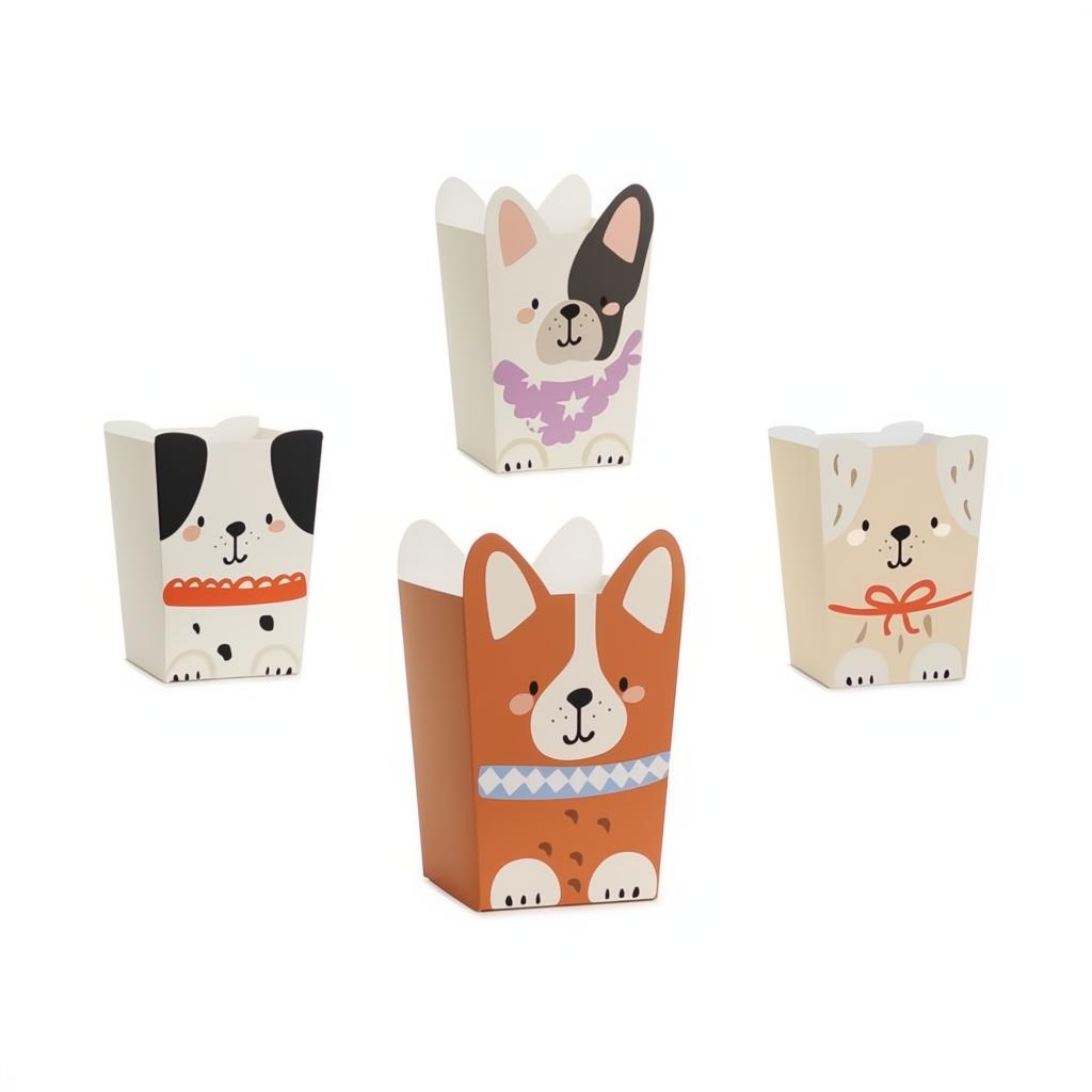 Popcorn-Boxen Hunde, 8,7x8,7 cm PartyDeco 1
