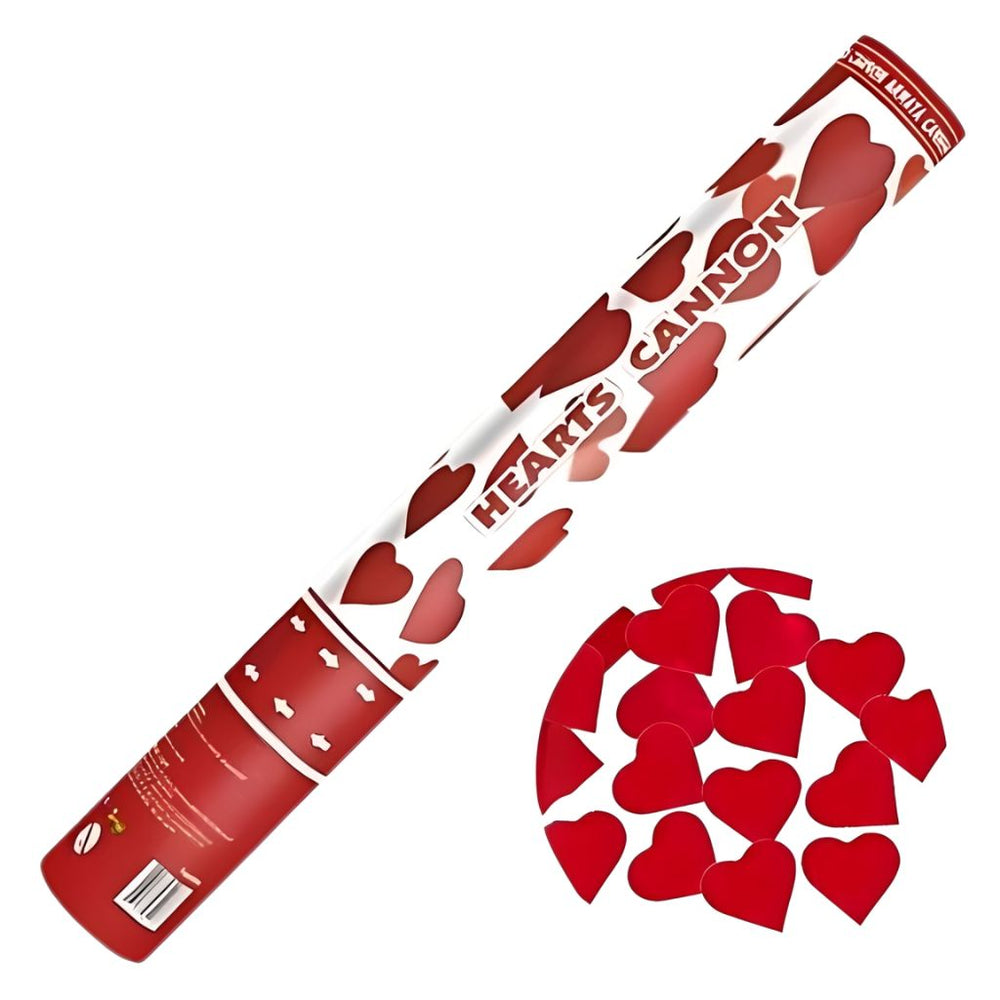 Konfettikanone mit roten Herzen - 1 Stück