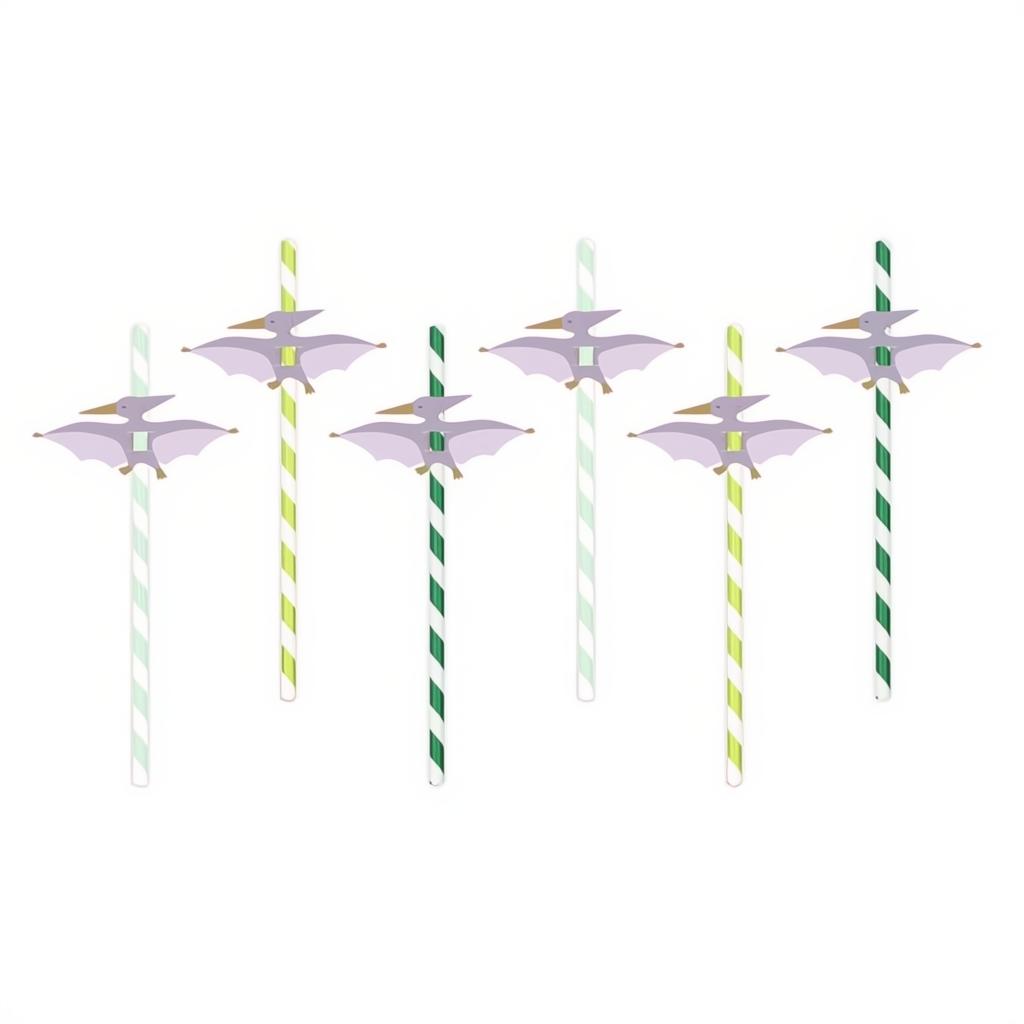Pterodaktylus-Strohhalme, 19,5 cm, Farbenmix PartyDeco 1
