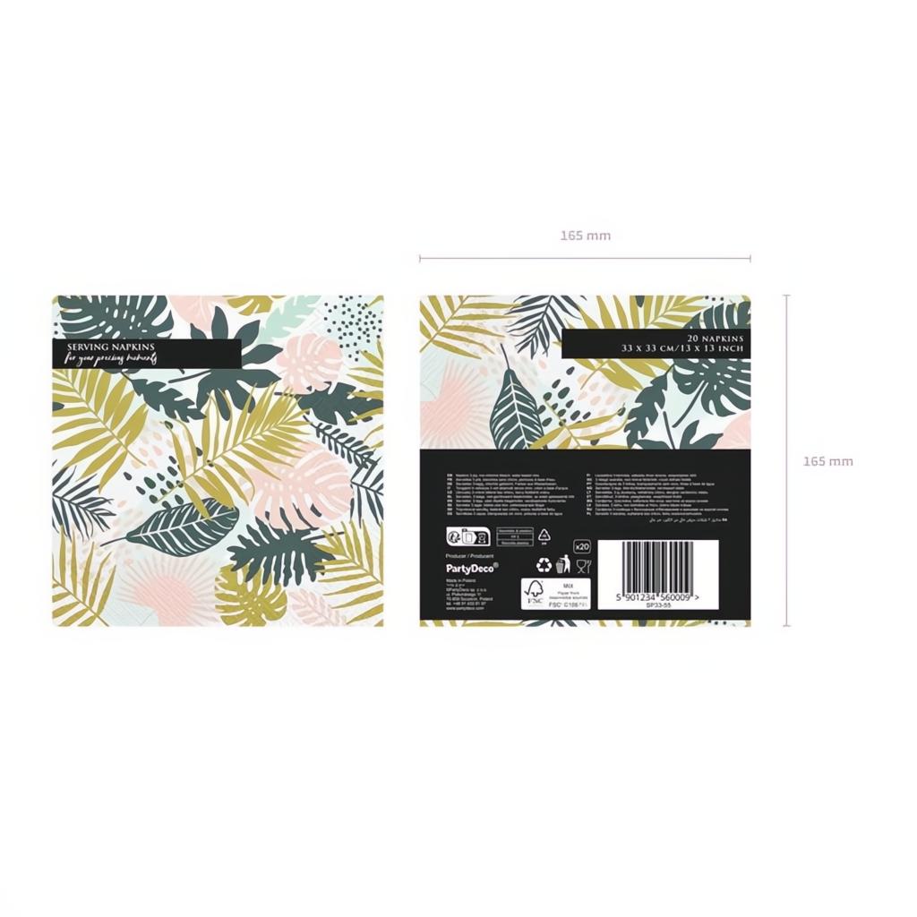 Servietten Aloha - Blätter, 33x33cm PartyDeco 3