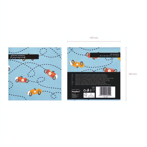 Servietten Autos, 33x33 cm, Gold PartyDeco 8