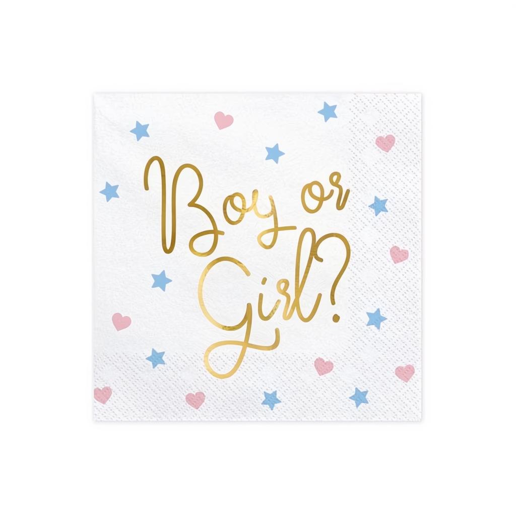 Servietten - Boy or Girl?, 33x33cm. PartyDeco 1