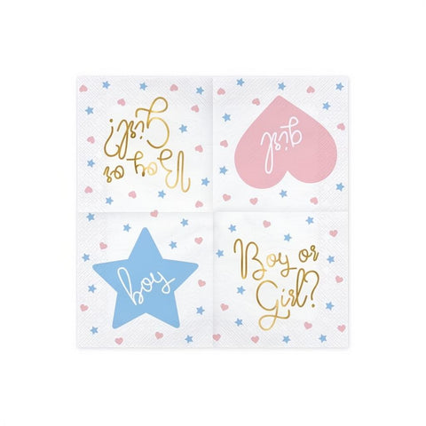 Servietten - Boy or Girl?, 33x33cm. PartyDeco 2