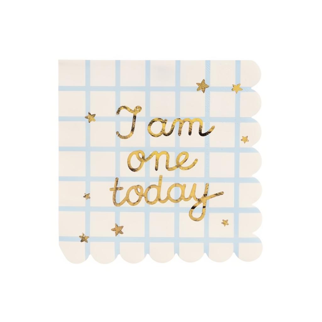 Servietten I am one today Teddybär, beige, 33x33 cm PartyDeco 1