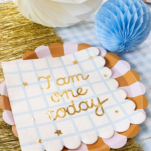 Servietten I am one today Teddybär, beige, 33x33 cm PartyDeco 2