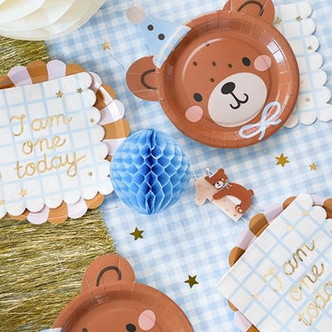 Servietten I am one today Teddybär, beige, 33x33 cm PartyDeco 3