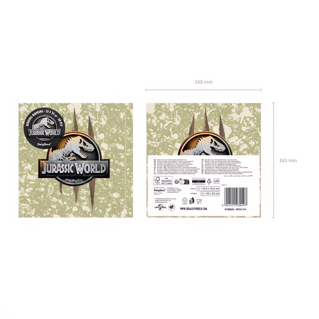 Servietten Jurassic World, 33x33 cm PartyDeco 4