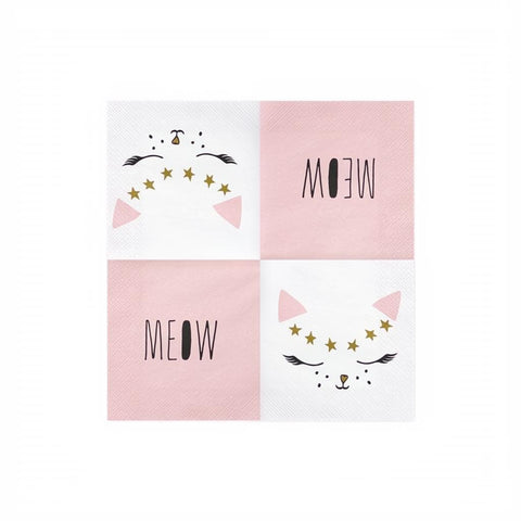 Servietten Kätzchen, 33x33cm PartyDeco 2