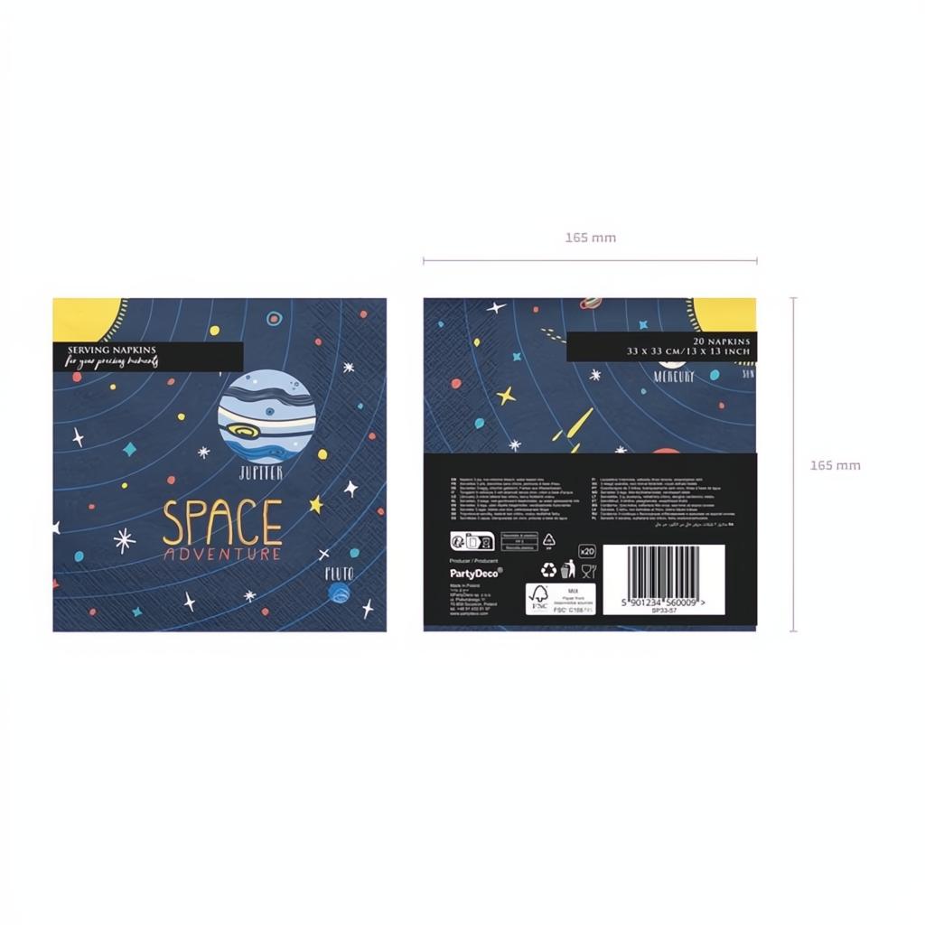 Servietten Kosmos, 33x33cm PartyDeco 7