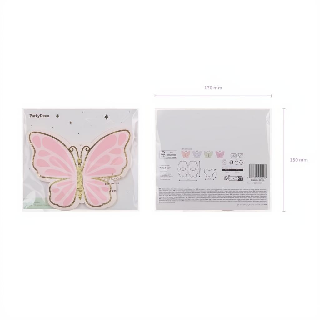 Servietten Schmetterling, 16x12 cm PartyDeco 6