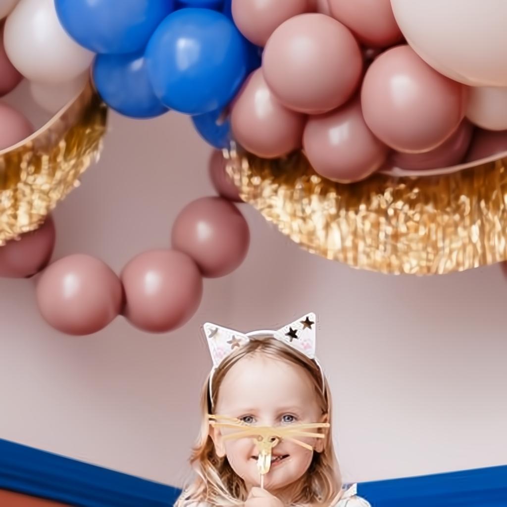 Set aus Katzenohren-Haarbändern und Schnurrbart mit Aufklebern PartyDeco 3