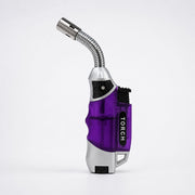Violettes Stabfeuerzeug mit flexiblem Metallhals und nachfüllbarem Gastank