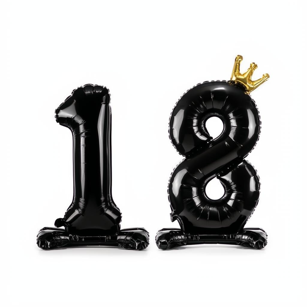 Stehender Folienballon Zahl ''18'', 84 cm, schwarz PartyDeco 1