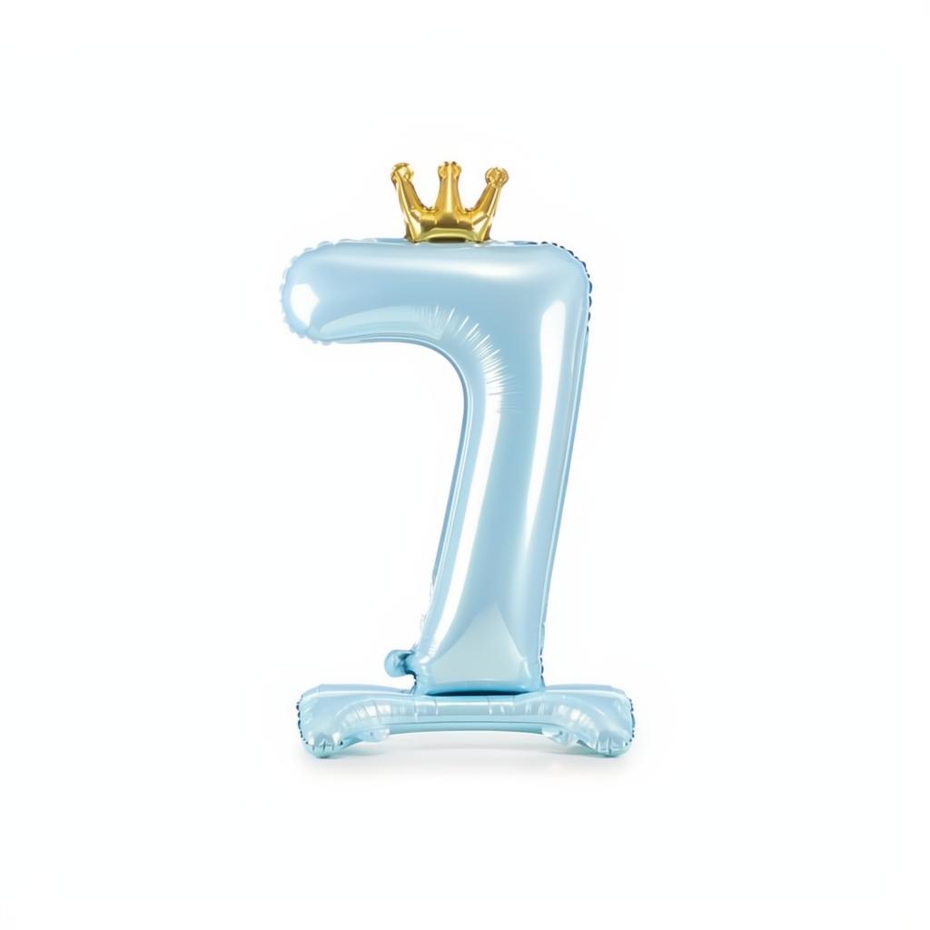 Stehender Folienballon Ziffer 84cm, hellblau PartyDeco 8