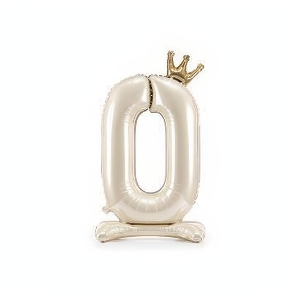 Stehender Folienballon Ziffer, 84cm, Satin Light Cream PartyDeco 1
