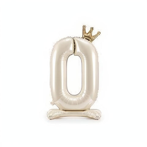Stehender Folienballon Ziffer, 84cm, Satin Light Cream PartyDeco 1