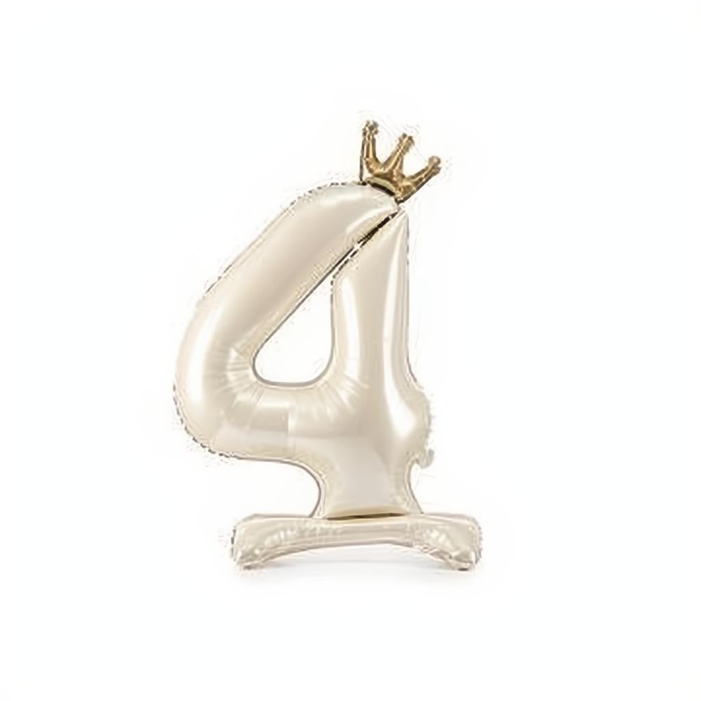 Stehender Folienballon Ziffer, 84cm, Satin Light Cream PartyDeco 5