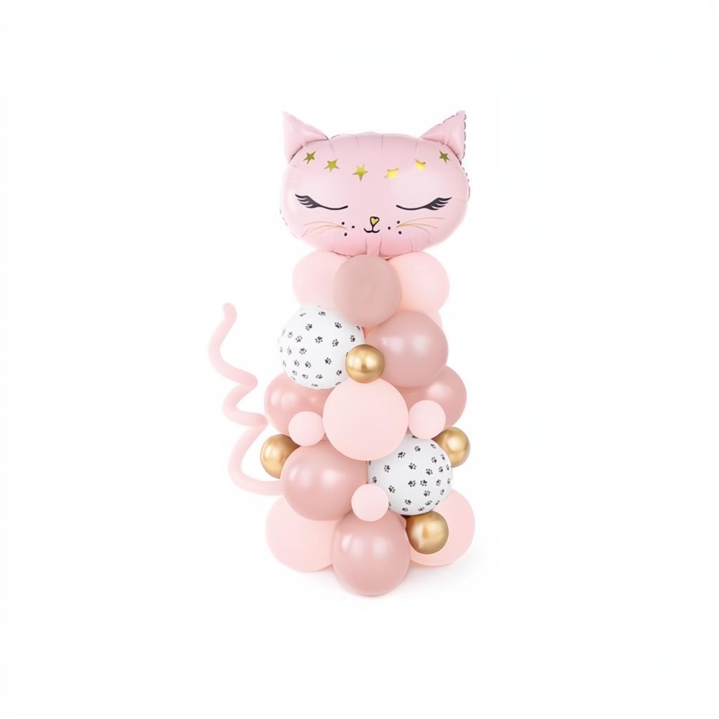 Strauss mit Luftballons - Katze, rosa, 83x140cm PartyDeco 1