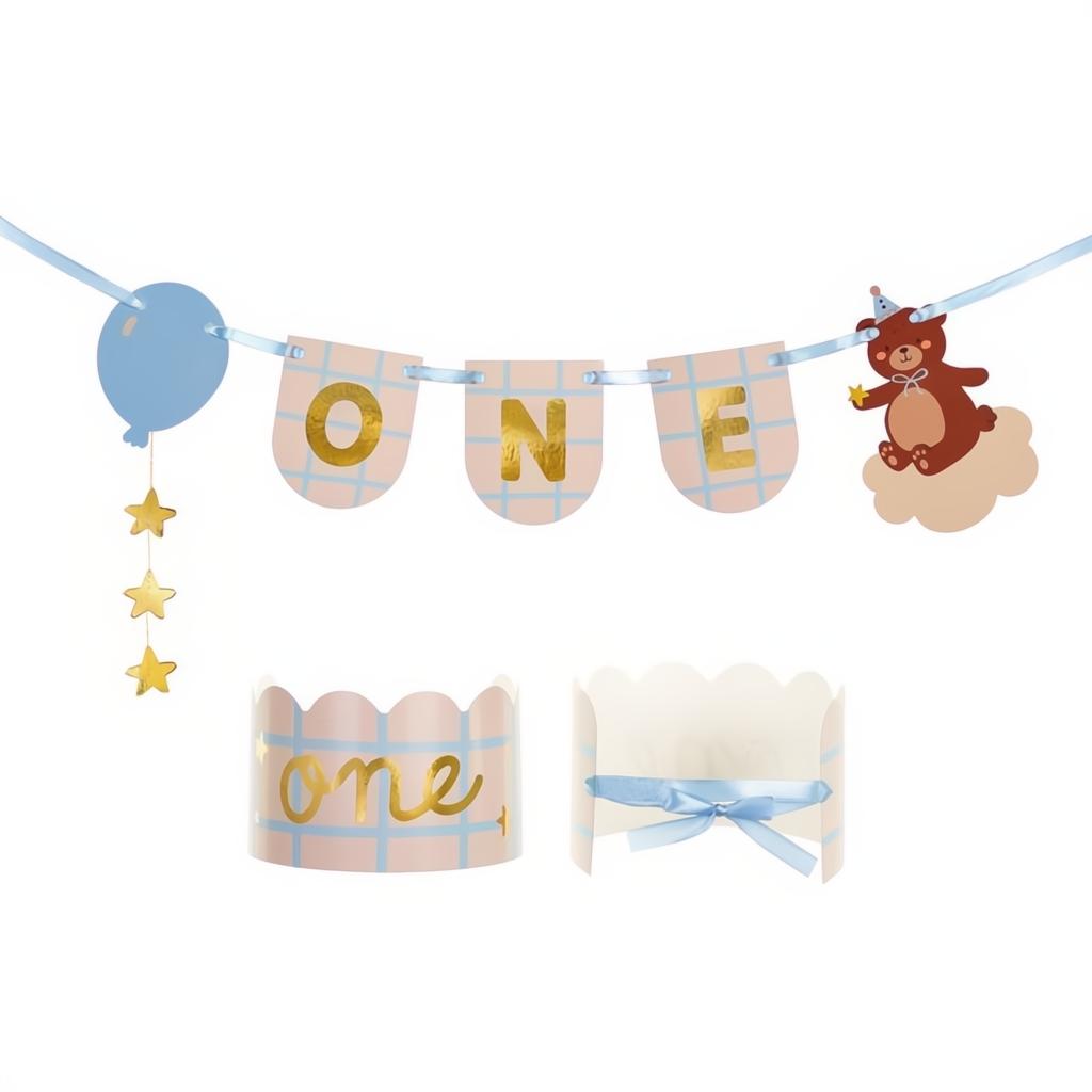 Stuhlbanner und Krone Teddybär, 50x20.5 cm PartyDeco 1