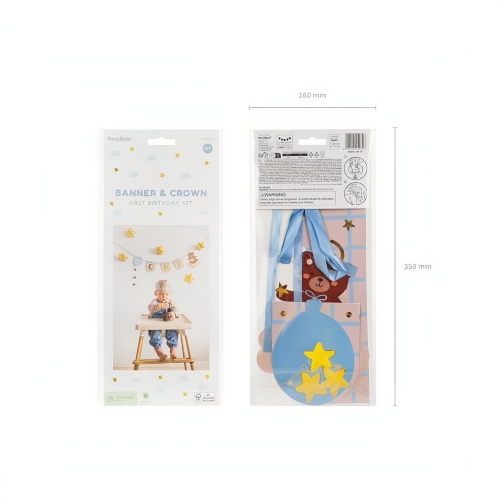 Stuhlbanner und Krone Teddybär, 50x20.5 cm PartyDeco 4