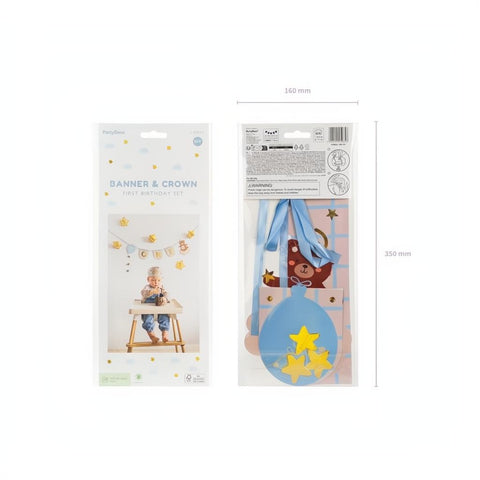 Stuhlbanner und Krone Teddybär, 50x20.5 cm PartyDeco 4