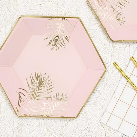 Teller Blätter, hellrosa, 23cm PartyDeco 2