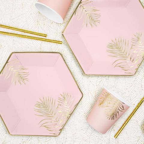 Teller Blätter, hellrosa, 23cm PartyDeco 3