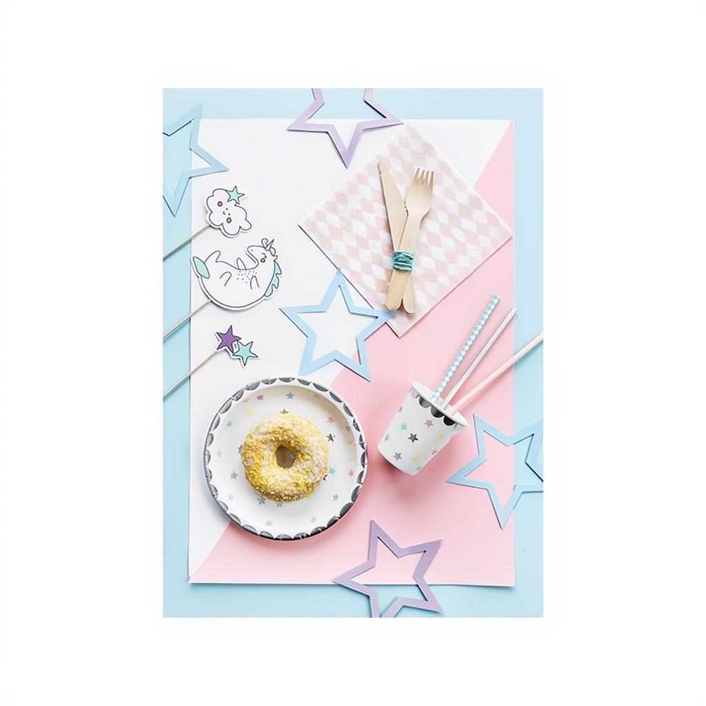 Teller Einhorn - Sterne, 18 cm PartyDeco 5