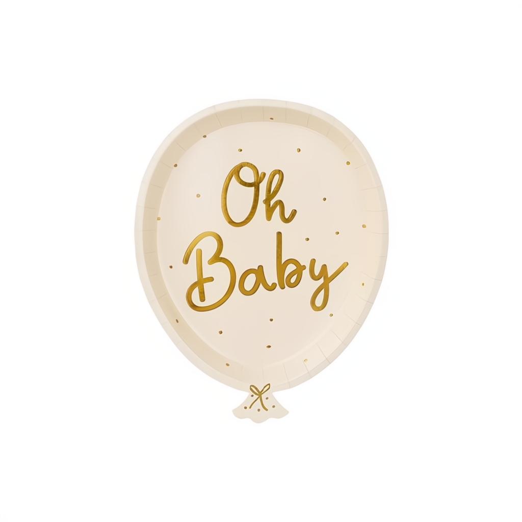 Teller Oh baby, 17.5x22 cm PartyDeco 1