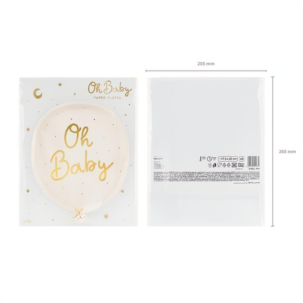 Teller Oh baby, 17.5x22 cm PartyDeco 6
