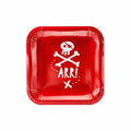 Teller Piraten, rot, 20x20cm PartyDeco 1