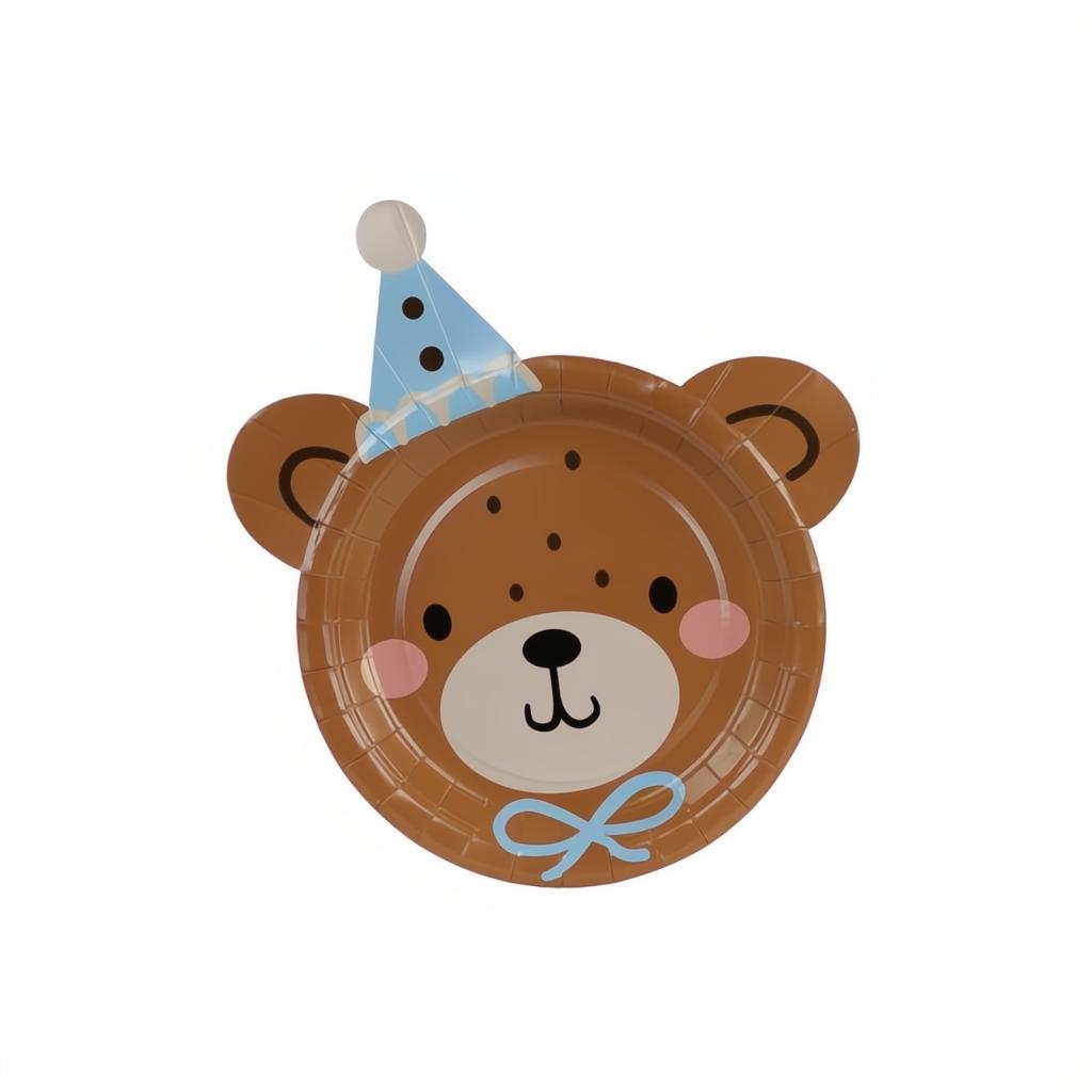 Teller Teddybär Kopf, 21x23 cm PartyDeco 1