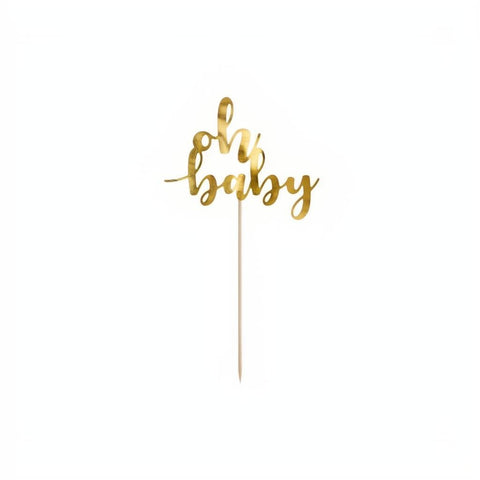 Tortentopper Oh baby, 25 cm, golden PartyDeco 1